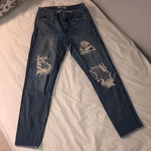 High Waisted Hollister Ripped Boyfriend Jeans